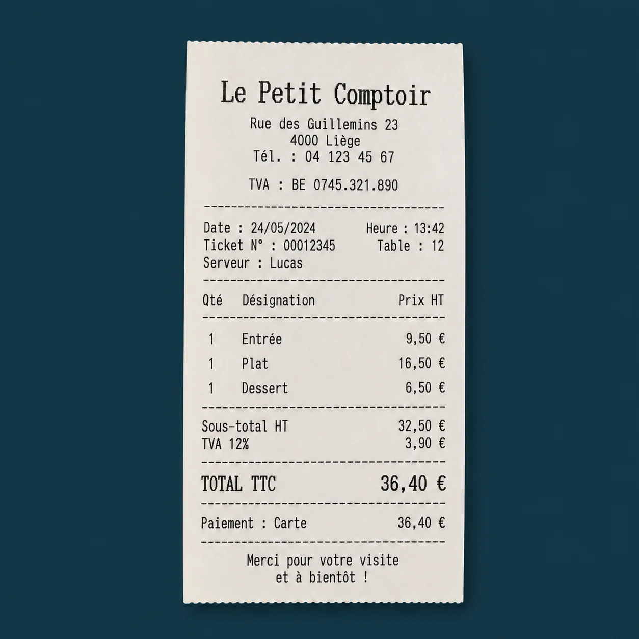 Ticket de caisse scanné par l'application mobile MaFacturation